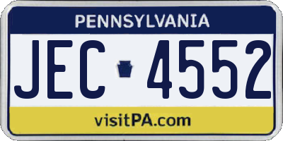 PA license plate JEC4552