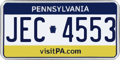 PA license plate JEC4553