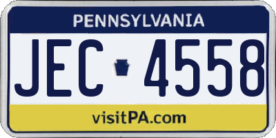 PA license plate JEC4558