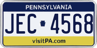 PA license plate JEC4568