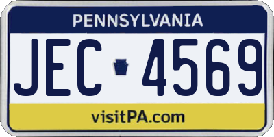 PA license plate JEC4569