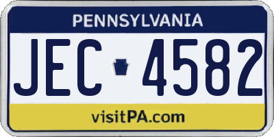 PA license plate JEC4582