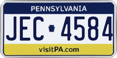 PA license plate JEC4584