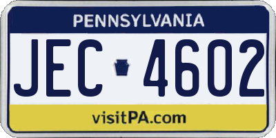 PA license plate JEC4602