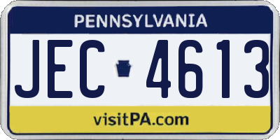 PA license plate JEC4613