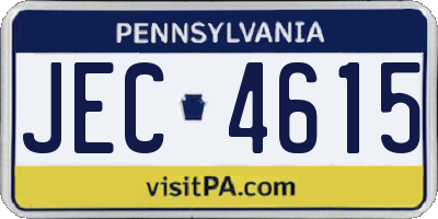 PA license plate JEC4615