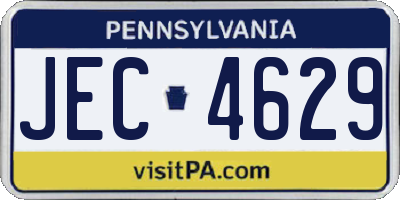 PA license plate JEC4629