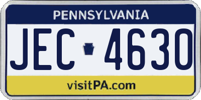 PA license plate JEC4630