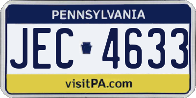 PA license plate JEC4633