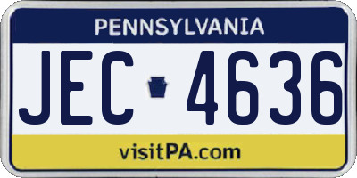 PA license plate JEC4636