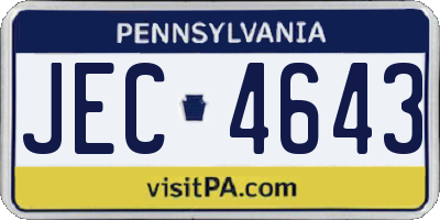 PA license plate JEC4643