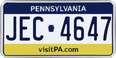 PA license plate JEC4647