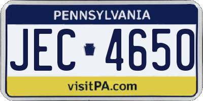 PA license plate JEC4650