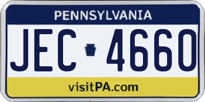 PA license plate JEC4660