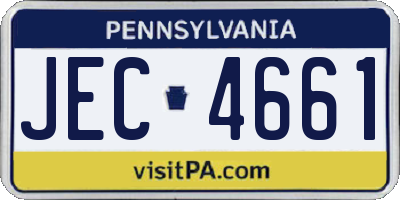 PA license plate JEC4661