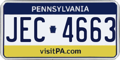 PA license plate JEC4663