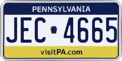 PA license plate JEC4665