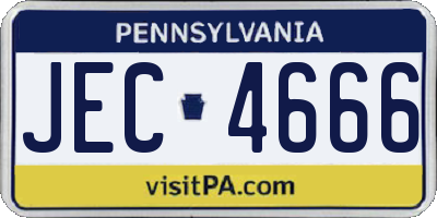 PA license plate JEC4666