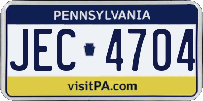 PA license plate JEC4704