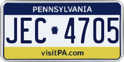PA license plate JEC4705
