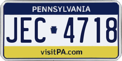 PA license plate JEC4718