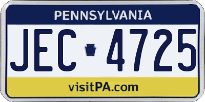 PA license plate JEC4725