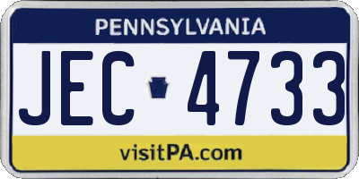 PA license plate JEC4733