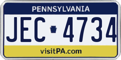 PA license plate JEC4734