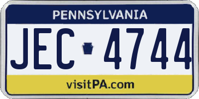 PA license plate JEC4744