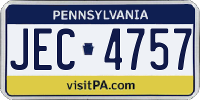 PA license plate JEC4757