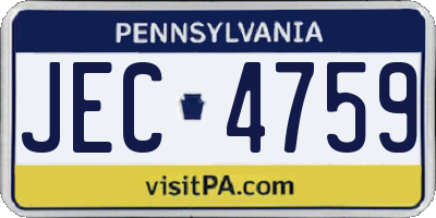 PA license plate JEC4759