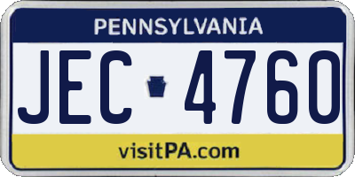 PA license plate JEC4760