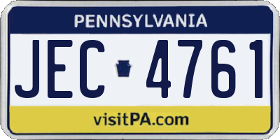PA license plate JEC4761