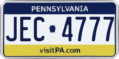 PA license plate JEC4777
