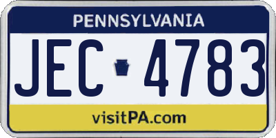 PA license plate JEC4783