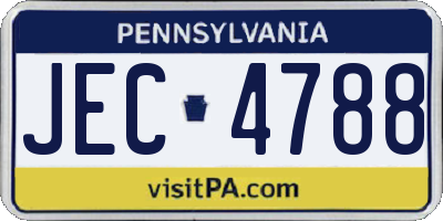 PA license plate JEC4788