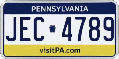 PA license plate JEC4789