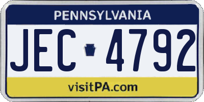 PA license plate JEC4792