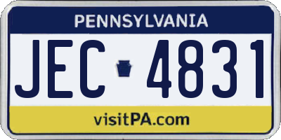 PA license plate JEC4831