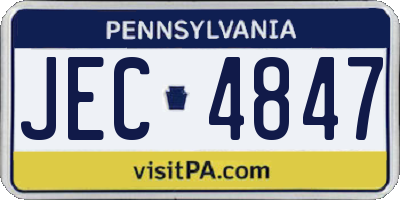 PA license plate JEC4847