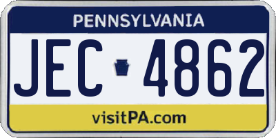 PA license plate JEC4862