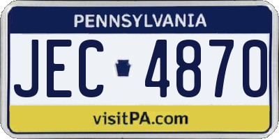 PA license plate JEC4870