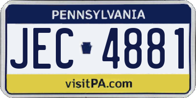 PA license plate JEC4881