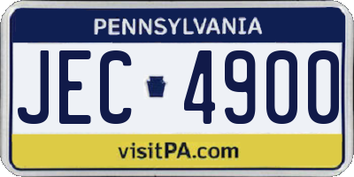 PA license plate JEC4900