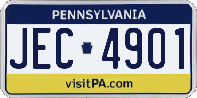 PA license plate JEC4901