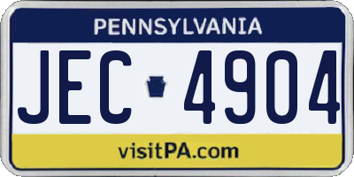 PA license plate JEC4904