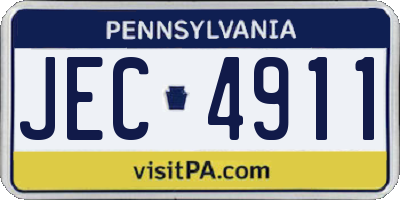 PA license plate JEC4911