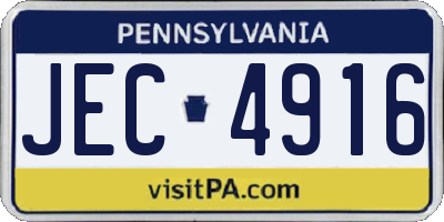 PA license plate JEC4916