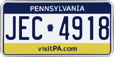 PA license plate JEC4918