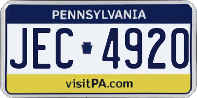 PA license plate JEC4920